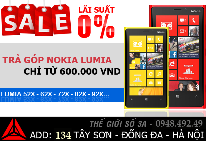 Mua trả góp Nokia lãi suất 0 đồng