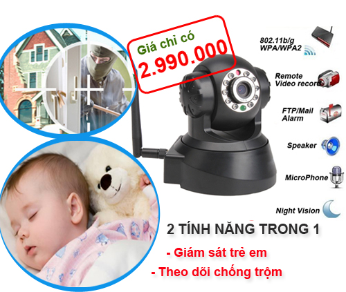 Camera IP 2 tính năng trong 1 chỉ với 2.990.000